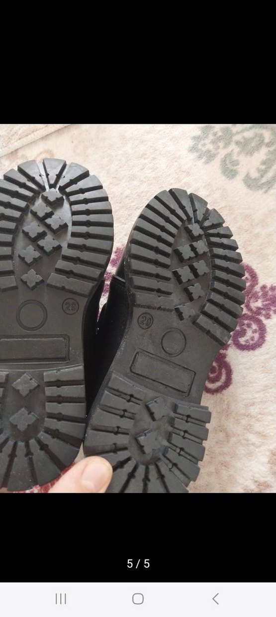 Kemerli Siyah Deri unisex Çocuk Botları - Görsel 5