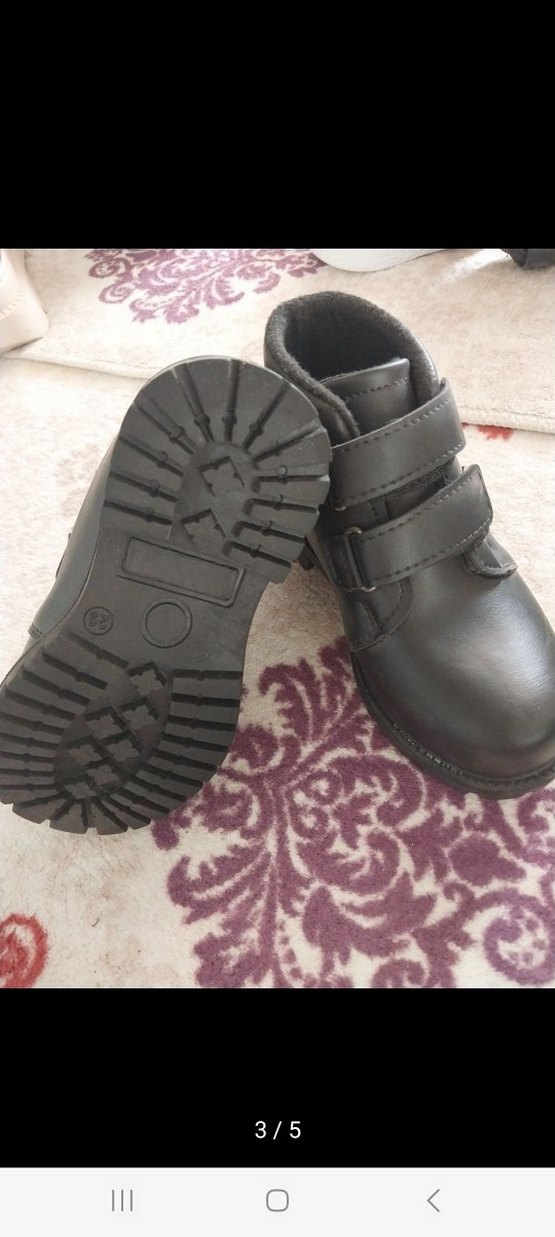 Kemerli Siyah Deri unisex Çocuk Botları - Görsel 3