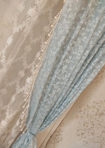 İşlemeli Mavi Modern Klasik Perde - Görsel 9