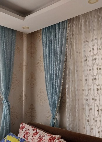 İşlemeli Mavi Modern Klasik Perde - Görsel 14