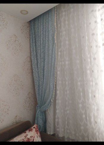 İşlemeli Mavi Modern Klasik Perde - Görsel 3