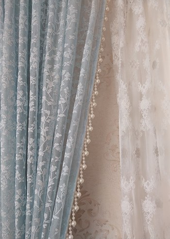 İşlemeli Mavi Modern Klasik Perde - Görsel 13