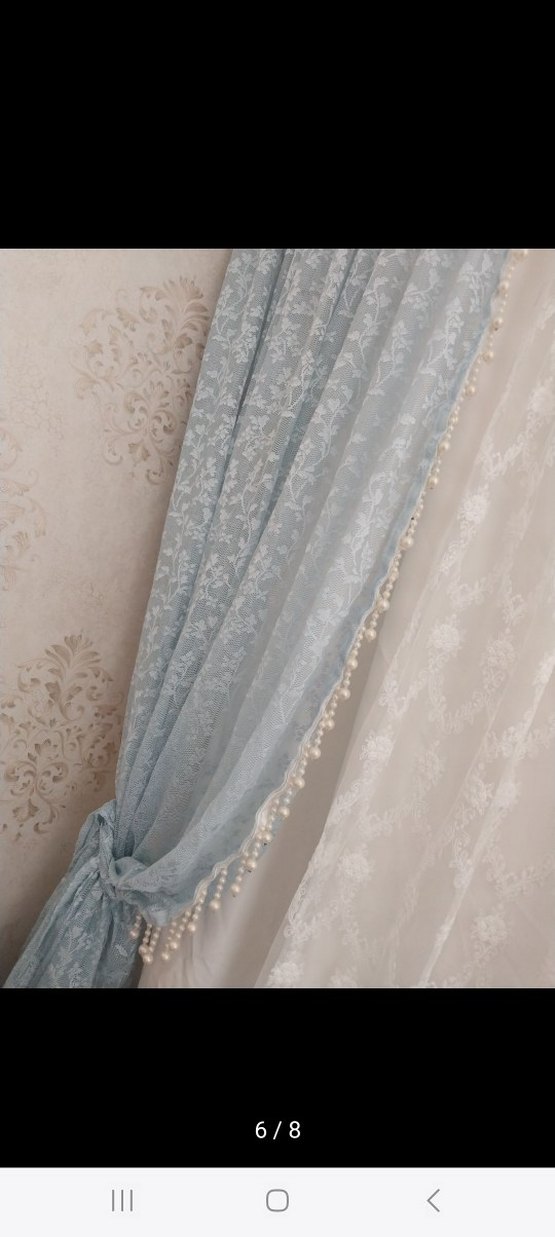 İşlemeli Mavi Modern Klasik Perde - Görsel 5