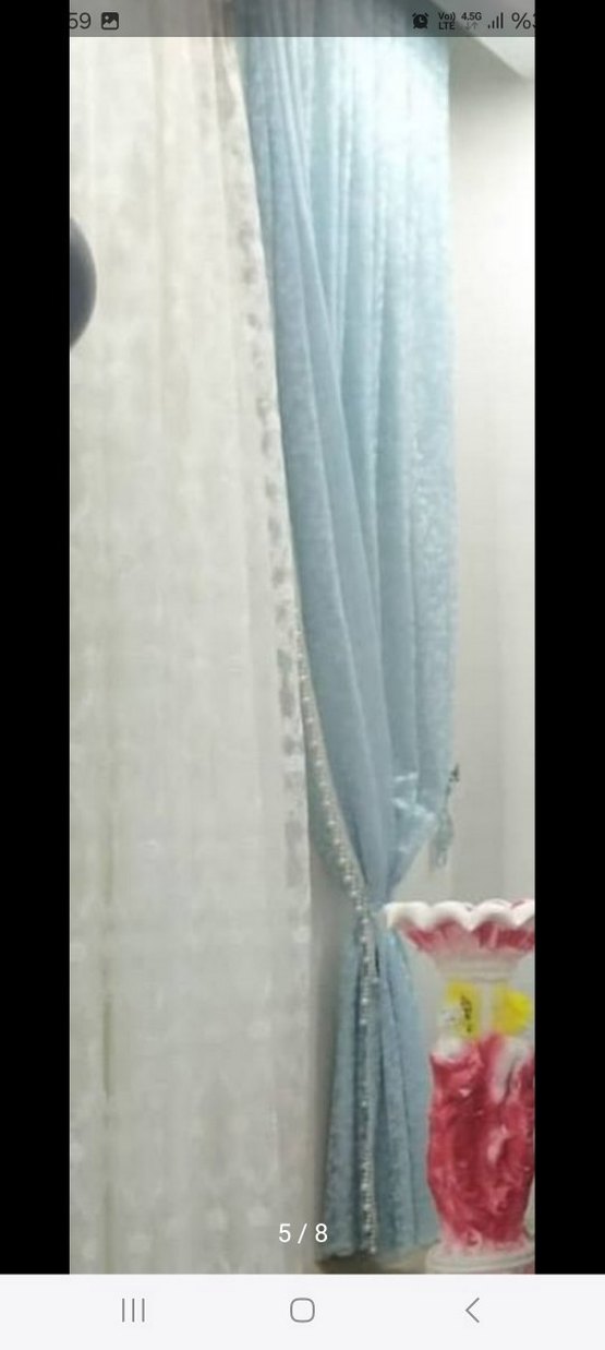 İşlemeli Mavi Modern Klasik Perde - Görsel 4