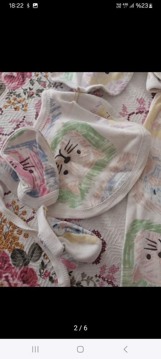 Bebek Kız Baskılı Dantelli 4'lü Takım - Görsel 2