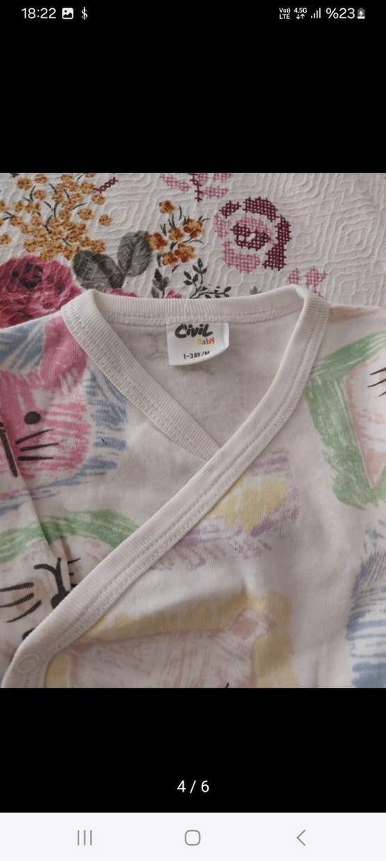 Bebek Kız Baskılı Dantelli 4'lü Takım - Görsel 4