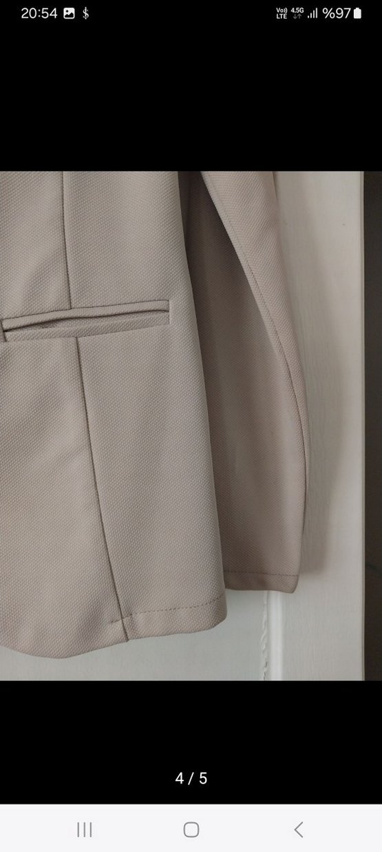 Bej Düğmeli Kadın Blazer Ceket - Görsel 4