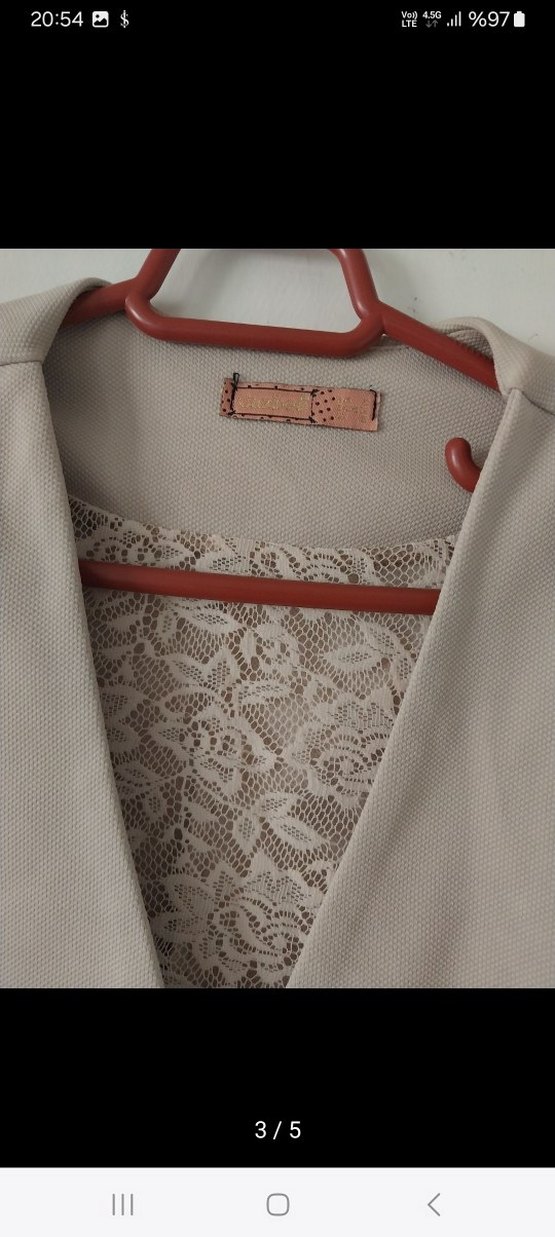 Bej Düğmeli Kadın Blazer Ceket - Görsel 3