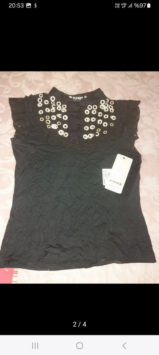 Siyah Düğmeli Kolsuz Gotik Bluz - Görsel 2