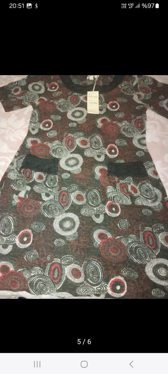 Bohem Desenli Kısa Kollu Midi Elbise - Görsel 5