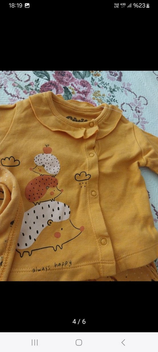 Kız Bebek Uzun Kollu Nakışlı Kahverengi Set - Görsel 5