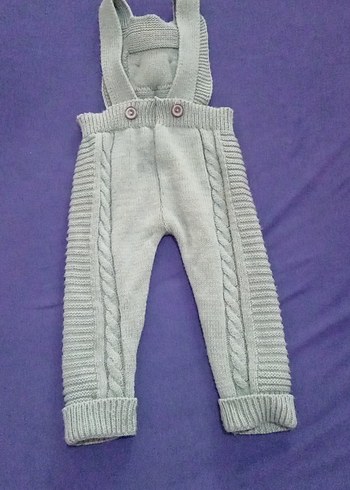 Gri Triko Erkek Çocuk Askılı Pantolon - Görsel 3