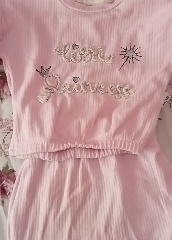 Pembe Nakışlı Bebek Kız Takımı - Görsel 3