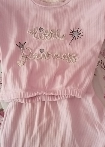 Pembe Nakışlı Bebek Kız Takımı - Görsel 2