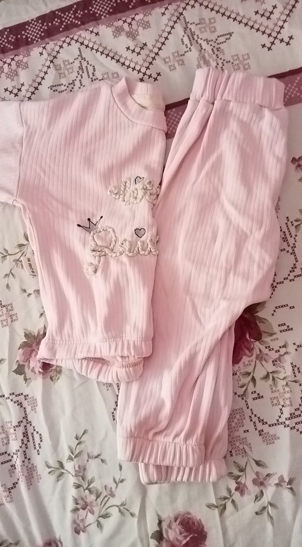 Pembe Nakışlı Bebek Kız Takımı - Görsel 5