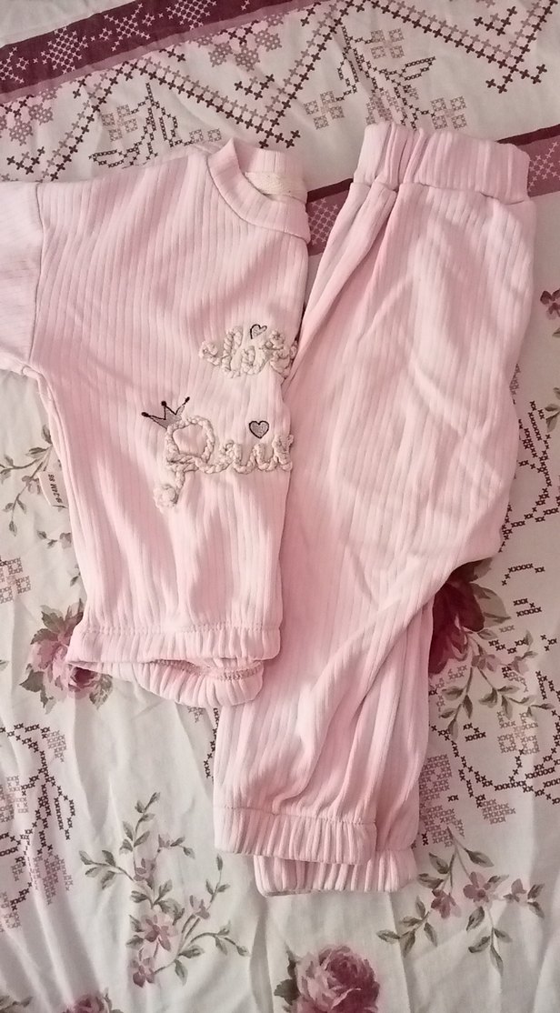 Pembe Nakışlı Bebek Kız Takımı - Görsel 4