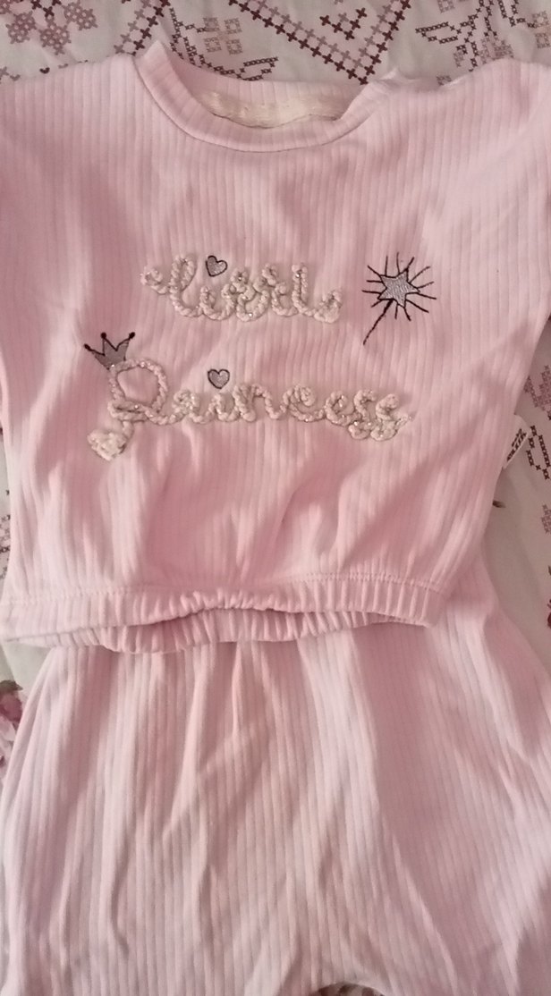 Pembe Nakışlı Bebek Kız Takımı - Görsel 2