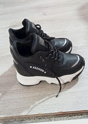 iki kez giyildi Siyah Bağcıklı gizli Topuk Kadın Spor Ayakkabı - Görsel 6