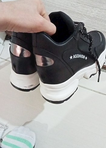 iki kez giyildi Siyah Bağcıklı gizli Topuk Kadın Spor Ayakkabı - Görsel 3