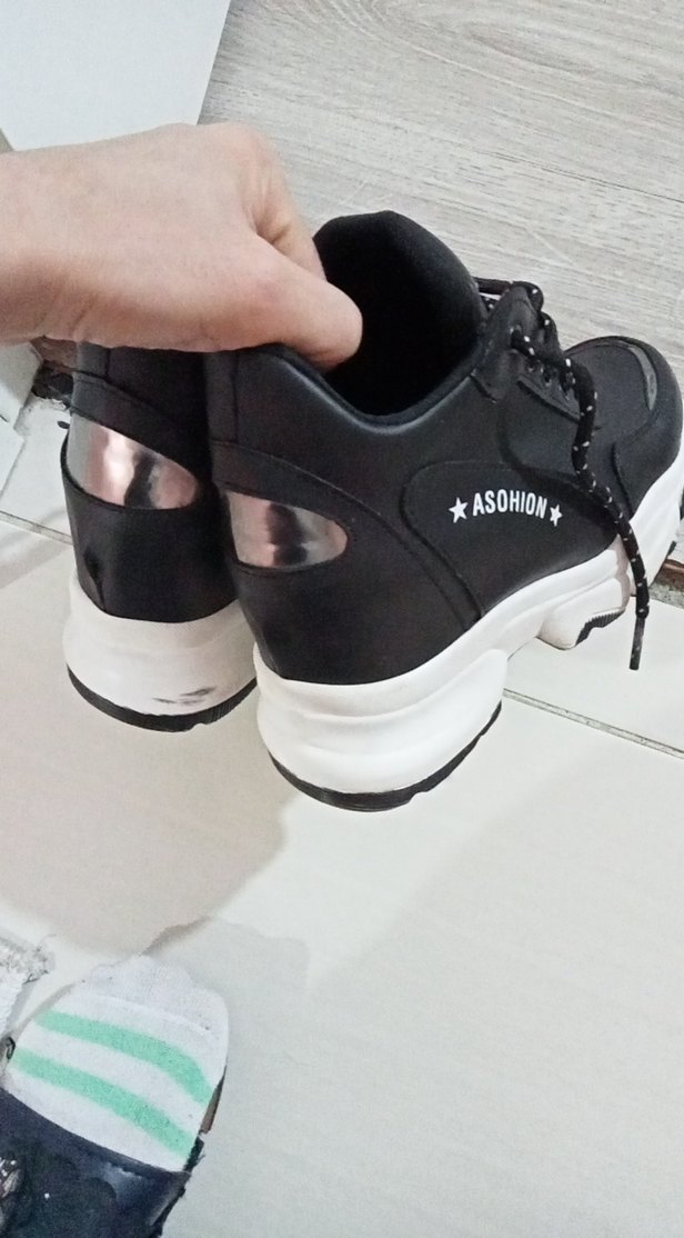 iki kez giyildi Siyah Bağcıklı gizli Topuk Kadın Spor Ayakkabı - Görsel 3