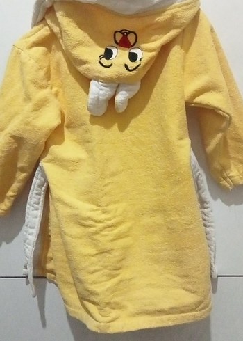 Çocuk Sarı Kapüşonlu Bornoz - Görsel 3