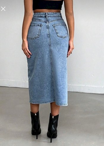 Diğer Zara model yırtmaçlı kot etek