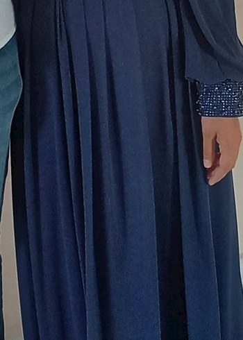 Lacivert Drapeli Uzun Abiye Elbise