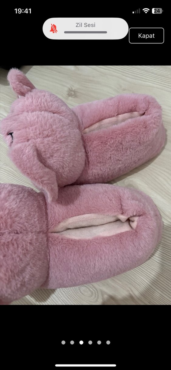 Kızlar için Pembe Peluş Sıcak Terlik - Görsel 2