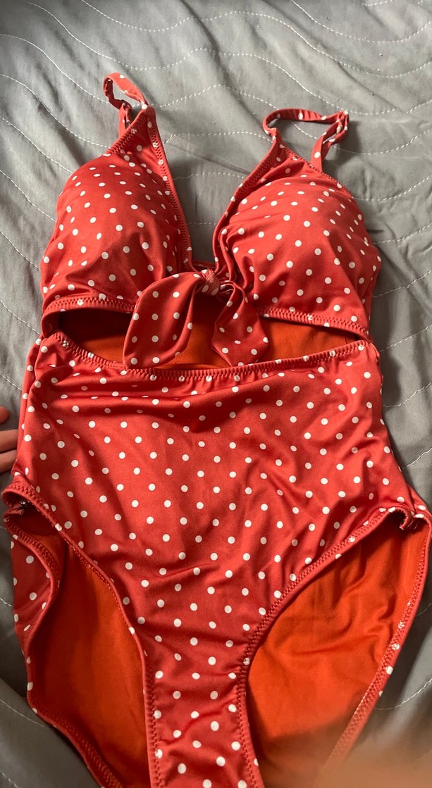 Kırmızı Puantiyeli Kadın Mayo - Görsel 2