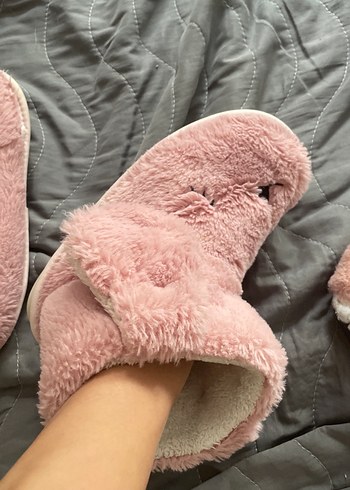 Kızlar için Pembe Sıcak Peluş Terlik - Görsel 2