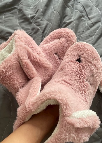 Kızlar için Pembe Sıcak Peluş Terlik - Görsel 3