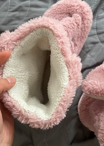 Kızlar için Pembe Sıcak Peluş Terlik - Görsel 5