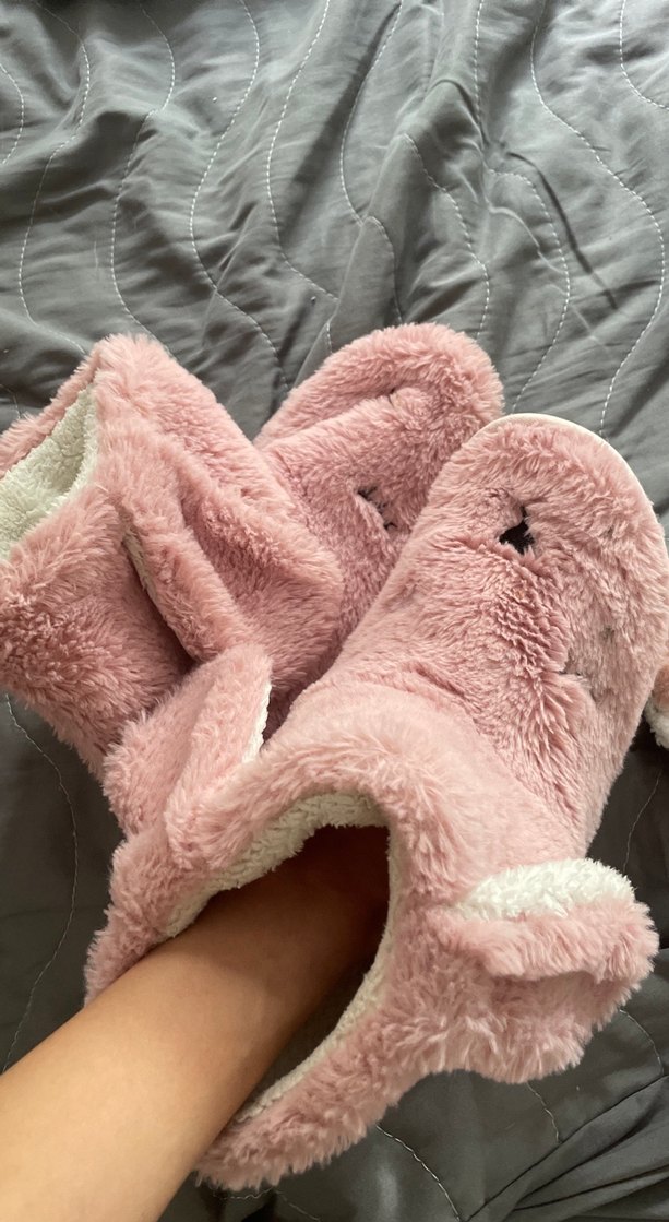 Kızlar için Pembe Sıcak Peluş Terlik - Görsel 3