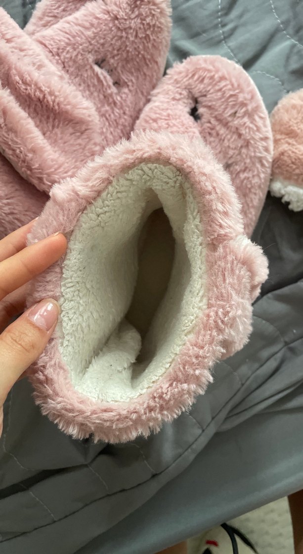 Kızlar için Pembe Sıcak Peluş Terlik - Görsel 4