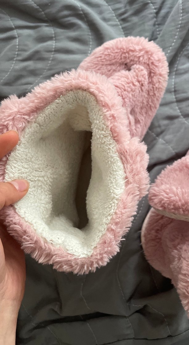 Kızlar için Pembe Sıcak Peluş Terlik - Görsel 5