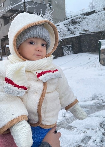 Beyaz Erkek Bebek Sıcak hırka mont - Görsel 3