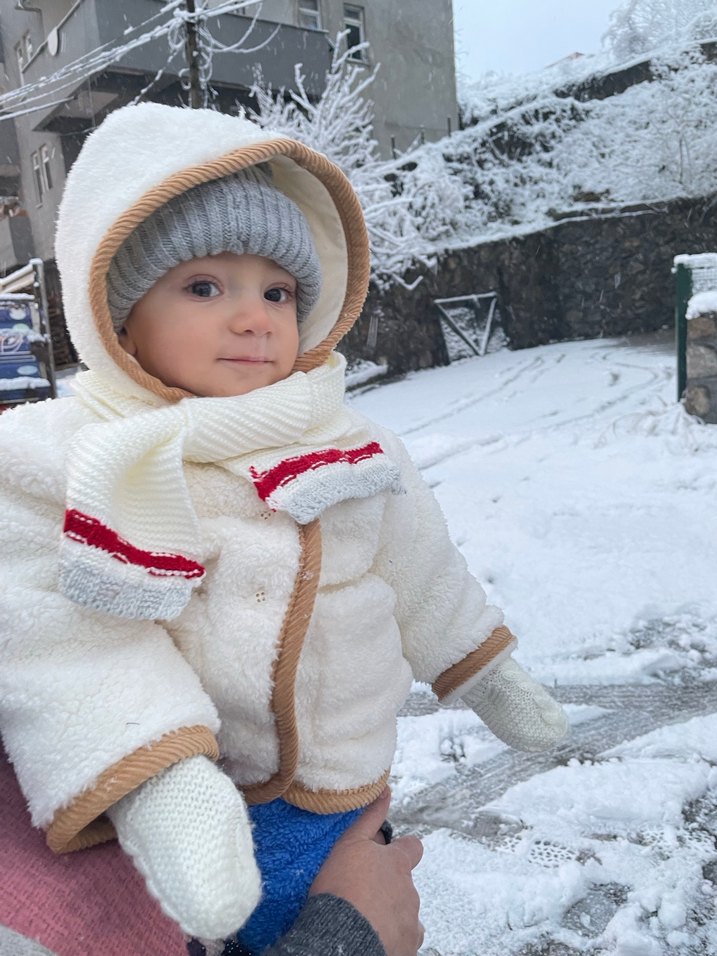 Beyaz Erkek Bebek Sıcak hırka mont - Görsel 2