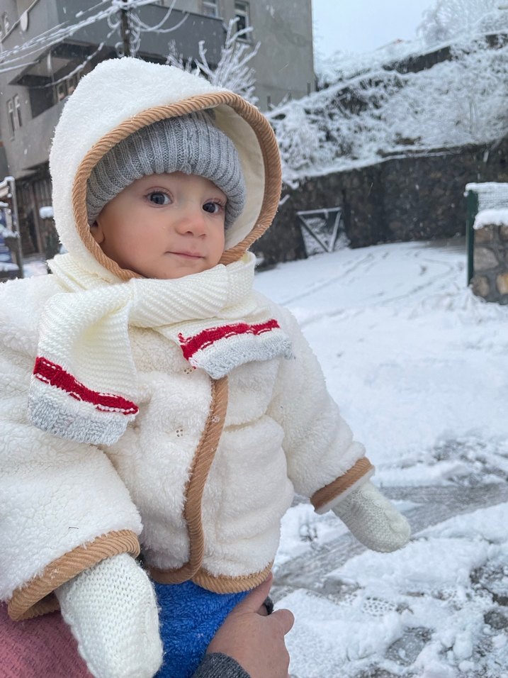 Beyaz Erkek Bebek Sıcak hırka mont - Görsel 3