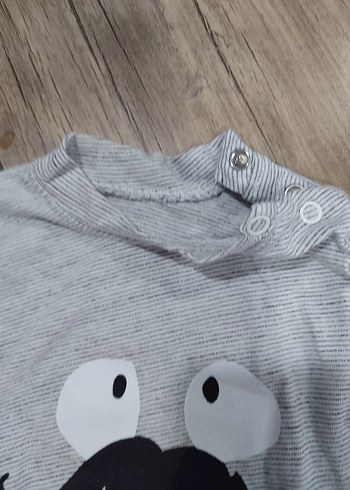 3 Ay Beden Gri Erkek Bebek Baskılı Sweatshirt ve Pantolon Seti