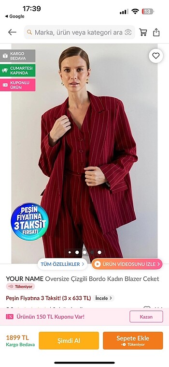 Bordo blazer ceket