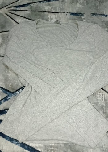 Diğer Gri Kadın Kısa Kollu kayik Yaka Tişört
