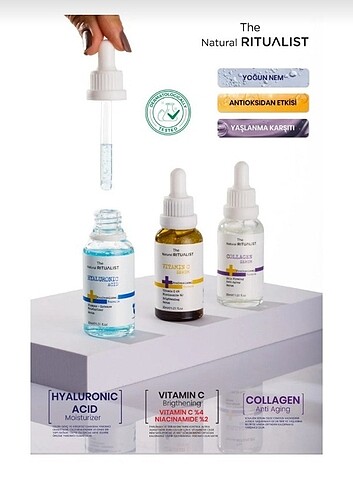 The Natural Ritualist 3'lü Cilt Bakım Serum Seti + Avon 3 adet E