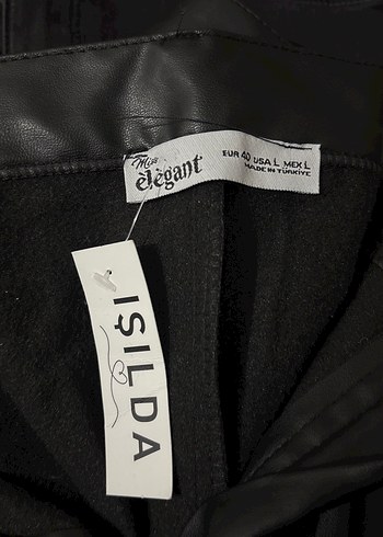 bel lastikli yumuşak vegan deri pantolon - Görsel 6