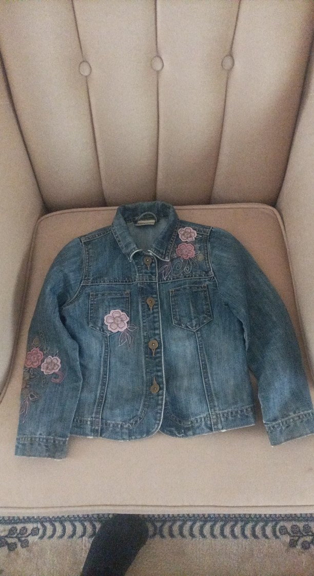 Nakışlı Düğmeli Mavi Kız Kot Ceket - Görsel 2