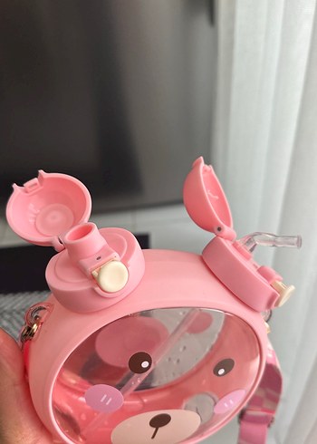 Pembe Ayıcık Desenli Çocuk Termos Şişesi - Görsel 2