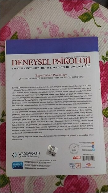  DENEYSEL PSİKOLOJİ 