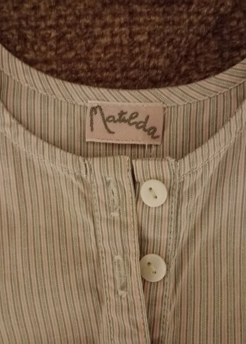 Bej Kız Çocuk Keten Gömlek - Görsel 2