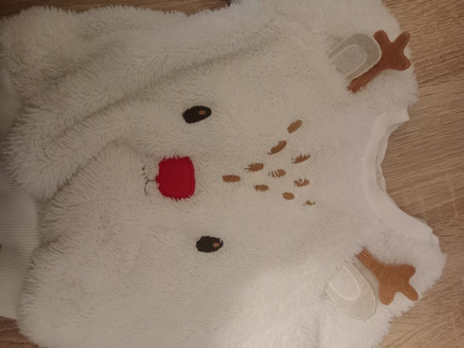 Kız Çocuk Beyaz Peluş Geyik Desenli Kazak 6-9 ay - Görsel 2