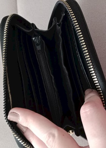 Siyah Deri Fermuarlı Kadın Cüzdanı - Görsel 4