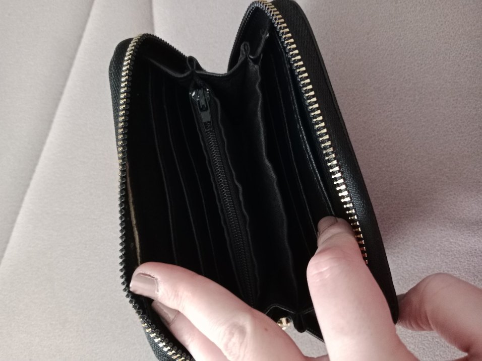 Siyah Deri Fermuarlı Kadın Cüzdanı - Görsel 4